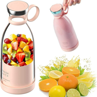 Portable Electric Juicer Bottle | Mini Blender for Fresh Juice, Smoothies | Wireless Rechargeable Personal Travel Blender Milkshakes Juicer